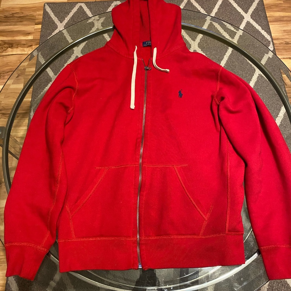 Men Polo Ralph Lauren Long Sleeved Red Zip-Up